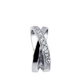 .925 Sterling Silver Clear Cubic Zirconia Twin Band Ring