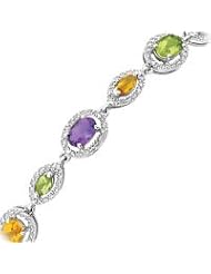 1/10 ct. tw. Diamond and Multi-Gemstone Bracelet in Sterling Silver