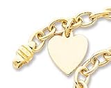 14k 8.5in Polished Engraveable Link with Heart Charm Bracelet