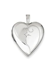 Genuine IceCarats Designer Jewelry Gift Sterling Silver & Diamond 20Mm D/C Heart Locket