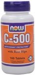 NOW C-500 VITAMIN C 500 MG (with Rose Hips) - 100 TABLETS