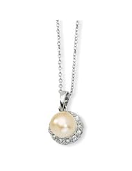 Cheryl M. Sterling Silver CZ & Pink Cultured Pearl 18in Necklace