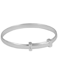 Silver Christening Diamond Adjustable Bangle For Babies And Toddlers