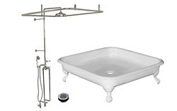 Strom Plumbing Shower Pan SOTCSET3WH White Feet with Chrome Fixtures