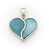 Sterling Silver Blue Shell Heart Pendant