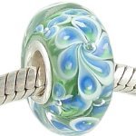Blue Hawaii Murano Style Glass and Sterling Bead fits Pandora Chamilia GIFT BOXED