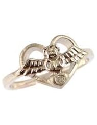14k White Gold, Small Size Children Kids Angel Wings Ring