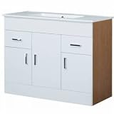 21hRGiraxoL. SL160  1000mm White and Brown Bathroom Vanity Unit Basin Sink