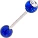 Single Gem Dark Blue Glitter Barbell Tongue Ring