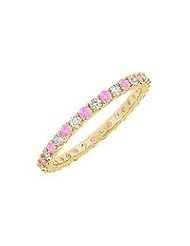 Pink Sapphire and Diamond Eternity Bangle : 14K Yellow Gold - 6.00 CT TGW