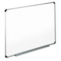 UNIVERSAL OFFICE PRODUCTS Dry Erase Board, Melamine, 48 x 36, White, Black/Gray Aluminum/Plastic Frame