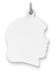 Genuine IceCarats Designer Jewelry Gift 14K White Gold Plain Large Facing Right Engravable Girl Charm