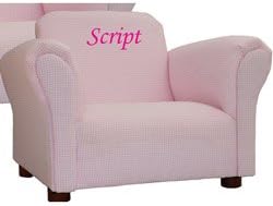 Personalized Pink Gingham Kids Chair- thread color: Pink