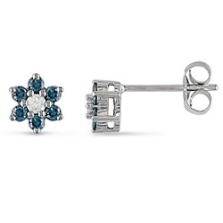 White Gold Diamond Flower Earrings