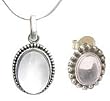 Jewellery Set - Pendant Earring in Sterling Silver With Crystal Gemstones Jewelry 26 Grams (pr328)