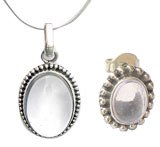 Pendant Set with Earring in Sterling Silver With Crystal Gemstones Jewelry 26 Grams