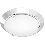 Badezimmerleuchte Deckenleuchte Metall chrom Glas opal IP23 Ø 27 cm