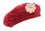 San Diego Hat Girls 2-6x Knit Beret With Flower,Red,2-4 years