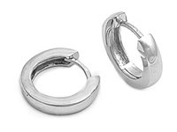 Sterling Silver Huggie Earrings, Size: 15mm x 3mm
