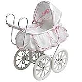 Victorian Pram White Pink Doll Stroller Buggy for American Girl's Bitty Baby