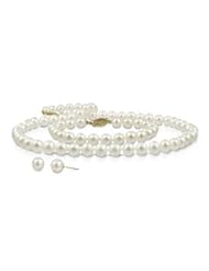 14K 7-7.5mm freshwater cultured pearl necklace, bracelet, earring set.