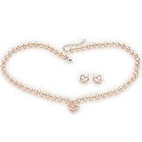 Sterling Silver and Pink Pearl Necklace and Earring Set