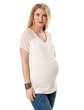 A Pea in the Pod: Short Sleeve Scoop Neck Crochet Detail Maternity Top