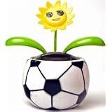 Solar powered flower swaying in a Soccer designed pot