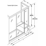 Sterling Proline 14600 series naturalist glass 60/72 x 72/60 framed custom by-pass bath or shower door with one return panel on kneewall and one inline panel on kneewall 14659-PB-G52