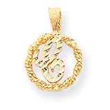 10k Diamond-Cut Circle with Initial C Inside Charm
