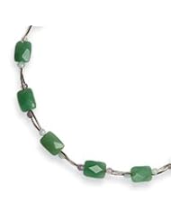 Sterling Silver Aventurine/Amazonite/Amethyst Necklace QH2227-16.5"