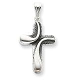 Sterling Silver Antiqued Cross Pendant with 20 Inch Sterling Silver Chain
