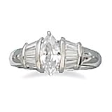 Sterling Silver Marquise CZ Ring with Baguettes