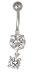 DOUBLE DANGLE Belly Ring Navel Rings CUTE Clear CZ DOUBLE DANGLE Belly Ring Navel Rings CUTE Clear CZ