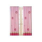Pink and Green Flower Window Treatment Panels - Set of 2