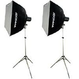 Adorama Budget Studio Monolight Softbox Kit #22, with 2 100 watt Second Budget Flashes, Light Stands & Two 18 x 18 Softboxes