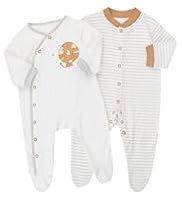 2 Pack Pure Cotton Jungle Animal & Striped Sleepsuits