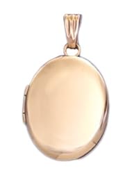 14k Yellow Gold 2 Photo Smooth Oval Locket