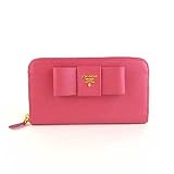 PRADA : プラダ2012年春夏新作 おリボン付きラウンドファスナー長財布 ピンク(PEONIA)(1M0506) 並行輸入 PRADA 新作