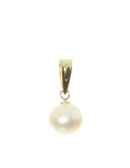 Classical 14 ct Gold 7.0mm White Pearl Women Pendant