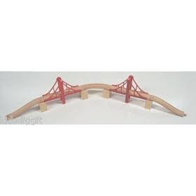 42 Red Train Bridge and Risers Set fits Thomas and Brio Wooden Railway Trains and Track from Suspension Sets