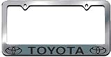 Toyota Logo Chrome Metal License Plate Frame with 2 free caps
