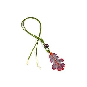 REAL LEAF Oak Leaf Necklace Pendant Iridescent & Chain