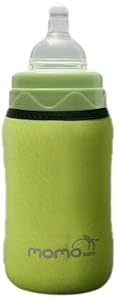 Momo Baby Wide Neck Thermal Glass Bottle Hugger, Green, 9 Ounce