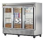 3-Section Reach In Freezer w/ Glass Doors, 72 cu ft
