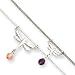 Sterling Silver Amethyst Cherry Quartz Double Dragonfly Anklet - 9 Inch