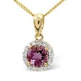 9ct Diamond & Amethyst Pendant .