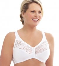 Glamorise Elegance Satin and Lace Front Close Bra G-9265 42B/White