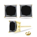 21harxXTo1L 2.00 Cts Black Diamond Stud Earrings in 18K Yellow Gold