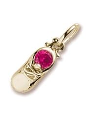 Rembrandt Charms Baby Shoe Charm with Simulated Ruby